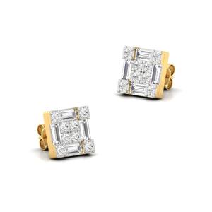 <b>Square</b> Baguette Cut Lab Grown <b>Diamond</b> 10K Gold Plated <b>Earrings</b> Elegant Sparkling Design Trendy for Women Jewelry Gift Classic - Product Image 4