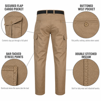 Pantalon Cargo Homme Personnalisé en Sergé de Coton, Uniforme de Garde de Sécurité, Pantalon de Travail Multi-Poches pour Patrouille et Sécurité des Installations