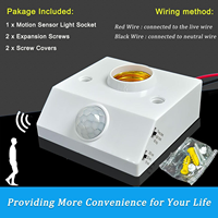 Enchufe de luz con Sensor de movimiento PIR E26 E27 Portalámparas Encendido/apagado automático ajustable para Control de iluminación de sótano nocturno