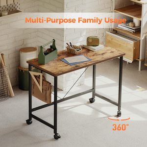 Movable <b>computer</b> <b>desk</b> with casters, suitable for home and small apartments, stylish modern minimalist writing <b>desk</b> - Product Image 5
