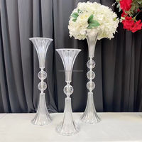 Vase à fleurs transparent en acrylique, centre de table, support pour fleurs de mariage, accessoires de décoration de table pour événements et fêtes de mariage