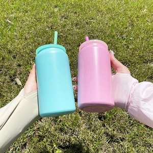 25 Pcs/case USA Warehouse 16oz Vacuum Insulated <b>Macaron</b> Stainless Steel Can Cups <b>Macaron</b> Metal Beer Can Tumbler With Lids - Product Image 4