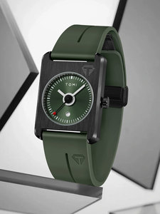 Montre à quartz pour homme TOMI T022, nouvelle tendance, cadran carré, bracelet en silicone de haute qualité, étanche, montres-bracelets pour homme, personnalisable - Product Image 3