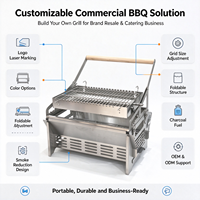 Barbecue au charbon de bois pliable moderne, portable, pour extérieur, réversible, en acier inoxydable, sans fumée