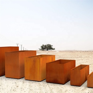 Jardinière carrée haute en acier Corten au design moderne et écologique, avec patine de rouille, pour intérieur/extérieur, jardin domestique, pots de fleurs à poser ou suspendre - Product Image 6