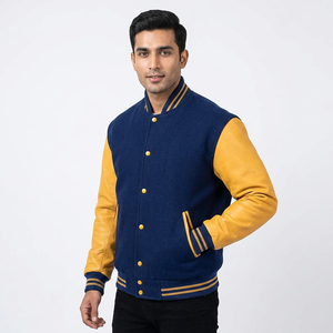 Chenille Embroidery Custom Leather Sleeves Bomber College Baseball Jacket for <b>Men</b> Casual <b>Men</b> Streetwear Varsity Jacket - Product Image 1