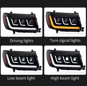 Feux avant de voiture pour <span class=keywords><strong>Toyota</strong></span> Land Cruiser LC100 1998-2007, ensemble de phares automatiques, mise à niveau, projecteur LED, 3 lentilles, accessoires d'outils - Product Image 6