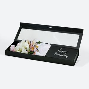 Caja de Regalo de Cartón Floral Negra con Tapa Magnética, Disponible en Stock - Product Image 5