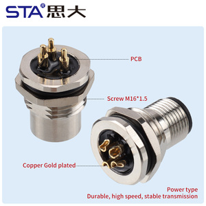 M12 Aviação Plug T Code Welding PCB Contact Panel Mount Signal Masculino Feminino Proteger Capa Impermeável Conector Cabo <span class=keywords><strong>2</strong></span> <span class=keywords><strong>3</strong></span> 4 Pin - Product Image 3