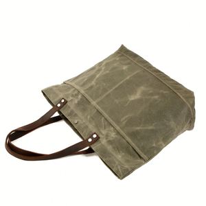 OHeavy Duty Waxed <b>Canvas</b> <b>Tote</b> Bag Duty Waxed <b>Canvas</b> Handle Shoulder Bag, Large Capacity Vintage Travel Work <b>Tote</b> Bag for Women - Product Image 3