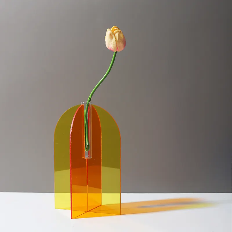 नई संग्रह के लिए एक्रिलिक फूलदान रंगीन नॉर्डिक फूल धारक फूलदान घर सजावट