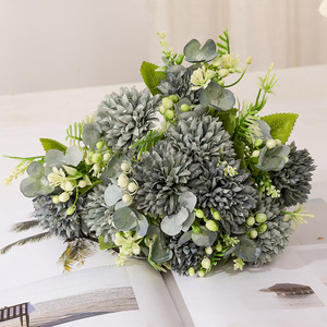 Rafia Joy Ball ramo <span class=keywords><strong>de</strong></span> flores <span class=keywords><strong>de</strong></span> imitación decoración <span class=keywords><strong>de</strong></span> mesa <span class=keywords><strong>de</strong></span> comedor crisantemo <span class=keywords><strong>flor</strong></span> Artificial para fotografía - Product Image 5