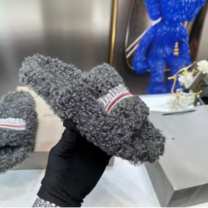 Large Size Designer Brand Plush Furry Slipper <b>Slides</b> Women 2026 Ladies Outdoor Sandals Brands Shoes Fur Slipper <b>Slides</b> for Women - Product Image 4