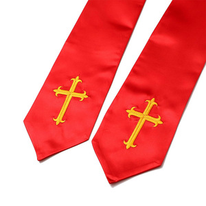 Écharpe de chœur brodée en satin de coton rectangulaire de 4,5 cm pour l'église, le chœur, les mariages, le clergé et les occasions honorifiques – Collection Printemps 2025 - Product Image 3