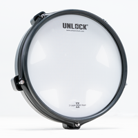 Batterie électronique 10 pouces UNLOCK avec double zone, pads en maille de cuir de vachette, réglage pour entraînement silencieux, sortie USB/MIDI, construction robuste en bois de bouleau