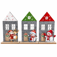 Décoration de Noël personnalisable pour table, maison en bois de style nordique rétro, décoration de Noël en bois