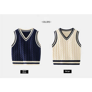 Custom Wholesale Trendy v Neck <strong>Toddler</strong> <strong>Boys</strong> Pullover Unisex Kids Casual Ribbed Knit <strong>Gilet</strong> Sleeveless <strong>Boys</strong> Warm Vest Baby Sweater - Product Image 6