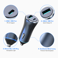 Chargeur de voiture mini USB double 12V 2.4A en alliage d'aluminium, adaptateur de charge rapide pour téléphones mobiles