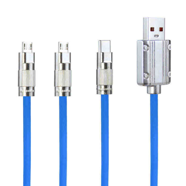 Factory Wholesale Multiple Universal 3A 3in1 Charger One USB Multi 3 in 1 Charging Data USB Cable for Phone Micro USB Type C