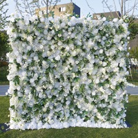 Panel de Flores Artificiales de Poliéster y Seda, Rosas Blancas con Entrega Rápida para Decoración de Bodas, San Valentín y Fiestas