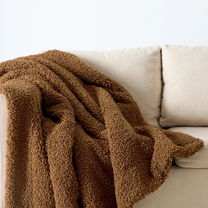 <strong>Teddy</strong> Boucle Throw Blanket Soft Plush Cozy Sofa Blanket Reversible Warm Bed Throw Manufacturer OEM Wholesale Supplier - Product Image 2