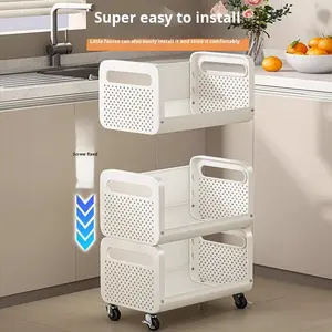 मल्टी-फंक्शन रोलिंग कार्ट 3 4 5 टियर नॉन-टूल असेंबली स्टोरेज ट्रॉली स्टोरेज कार्ट्स रसोई द्वीप कार्ट्स सब्जी रैक - Product Image 3