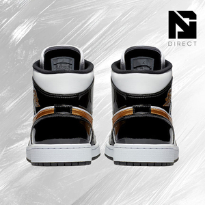 รองเท้า Air <span class=keywords><strong>Jordan</strong></span> <span class=keywords><strong>1</strong></span> <span class=keywords><strong>Mid</strong></span> Patent <span class=keywords><strong>SE</strong></span> 'Black Gold' แบบหุ้มข้อกลาง สายรัดแบบผูก พื้นรองเท้าทำจากยาง สไตล์รองเท้าเดิน - Product Image 4