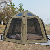 Tente de camping gonflable spacieuse FR grand format OEM/ODM avec fenêtres en maille pour ventilation, abri dôme extérieur