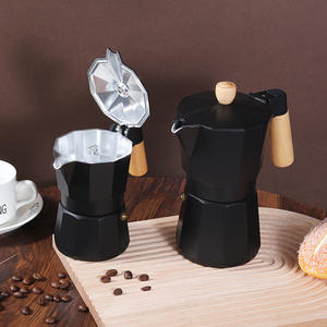 หม้อต้มกาแฟมอคค่าพ็อตแบบอิตาเลียน ทำจากอะลูมิเนียม วาล์วเดี่ยว พร้อมด้ามจับไม้ ความจุ 3-6 ถ้วย - Product Image 2