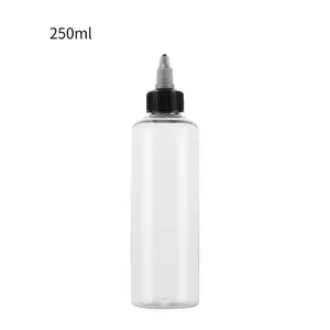 Botol Plastik Tinta Tato Remas Kosong PET 30Ml 60Ml 100Ml 120Ml dengan Tutup Putar Nosel