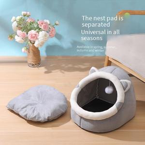 Cama cueva para gatos Lynpet cerrada personalizada con una bola de felpa, gran espacio para que los gatos duerman, alfombrilla lavable y desmontable - Product Image 4