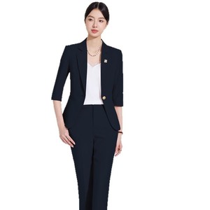 Women's Light Blue Suit Set Three Quarter Sleeve Breathable Polyester Spring Casual Wear - Product Image 5