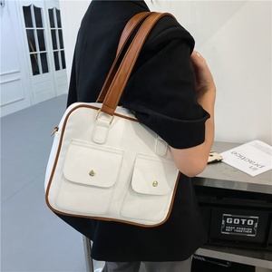 Sac à main rectangulaire en cuir PU, poches avant, compartiment intérieur, Logo personnalisé, Rivets, imperméable, fourre-tout d'extérieur - Product Image 2