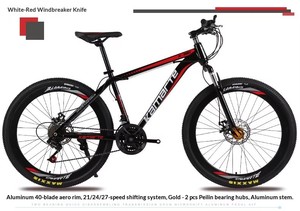Vélo de montagne pour adultes Roues de 24 à <span class=keywords><strong>26</strong></span> <span class=keywords><strong>pouces</strong></span> Système de vitesses à 21 vitesses Freins à disque doubles Suspension de fourche Cadre en acier au carbone Unisexe - Product Image 6