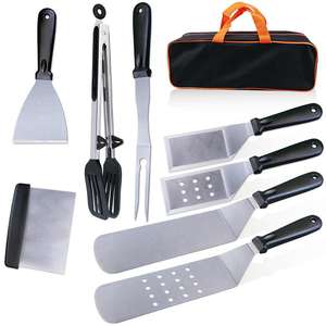 Ensemble d'outils de barbecue 9 pièces avec couvercle de cuisson et presse-burger, accessoires pour plancha plate, compatible Blackstone et Camp <span class=keywords><strong>Chef</strong></span> - Product Image 1