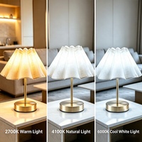 Lampe de table sans fil moderne et écologique à 3 couleurs, à intensité variable, pour la protection des yeux - Batterie 4000 mAh, charge rapide Type-C, revêtement en tissu électroplaqué