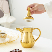 Haute qualité 0.5L céramique Dallah Pot ensemble couvercle arabe or argent goutte Style 0.5L galvanoplastie turc eau café thé affaires