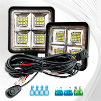 2 luces LED de trabajo de 192W con haz de luz combinado y kit de cableado de 3m para conducción todoterreno, lámpara antiniebla para camión, SUV, ATV, UTV