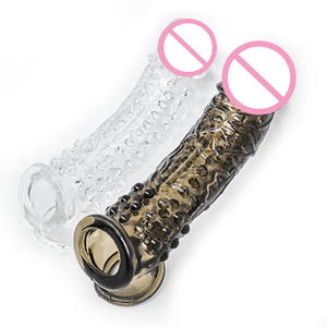Produkte für Erwachsene Dragon Rubber Spike Gepunktete gerippte wieder verwendbare dicke Kondom Mann Penis hülle - Product Image 1