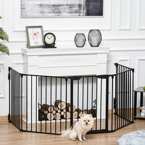 PawHut-Puerta plegable de 5 paneles para perros pequeños y medianos, metal y plástico, 300x3x74,5 cm, color negro - Product Image 2