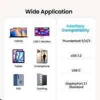 Cable USB5 de 80 Gbps y 240 W, 8K a 60 Hz, Thunderbolt 5, USB Tipo C a C, Cable de Transferencia de Datos y Carga Rápida para Macbook, PC y Almacenamiento Móvil