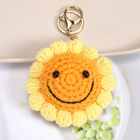 Gantungan Kunci Bunga Smiley Rajutan Tangan, Aksesoris Tas, Hadiah, Suvenir, Dekorasi