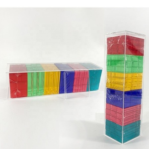 Promoción de fábrica, educación para bebés, 54 Uds., bloques de construcción acrílicos coloridos transparentes, juegos de cubos de Torre caídos - Product Image 1