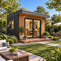 Cabine de travail de jardin pour l'apprentissage à domicile, espace de concentration silencieux avec lumière naturelle, rangement intelligent et design intérieur confortable