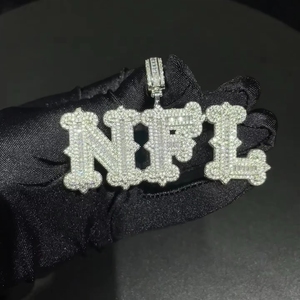 <span class=keywords><strong>Collier</strong></span> avec initiale en majuscule, chaîne cubaine, bijoux personnalisés pour femmes et hommes, plaqué or avec pierre en zircon - Product Image 2