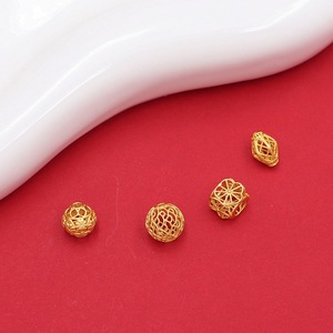 S925 Tinh Khiết Bạc Vàng-Mạ Cổ Cát Vàng Hollow Bead Tách DIY Stringing Rope Vòng Đeo Tay Vòng Cổ Lỏng Lẻo Truy Cập - Product Image 5