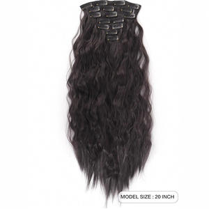 Extensions de cheveux longs bouclés de luxe, lot de 7 pièces, cheveux synthétiques ondulés effet eau pour femmes, matériau résistant à la chaleur - Product Image 3