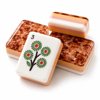 Jeu de Mahjong Américain Professionnel en Acrylique 4 Couches de Luxe 160 Tuiles, Style Marbre Gravé, Personnalisé Cristal Rouge, Vente en Gros