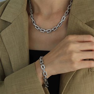 Parures de bijoux en acier inoxydable plaqué or 18 carats de haute qualité pour femmes et jeunes filles – Collier/bracelet tendance, cadeau de mariage - Product Image 4