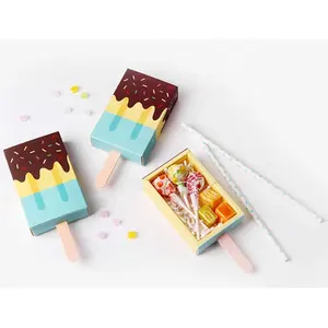 사용자 정의 만화 선물 상자 귀여운 사탕 상자 아이스 캔디 디자인 파티 호의 어린이를위한 미니 구디 백 종이 구디 상자